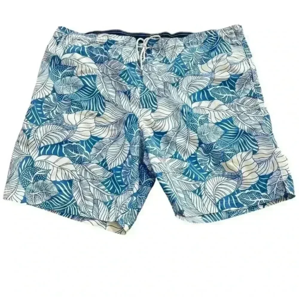Lands End Mens Blue & White Swim Trunks Size XL